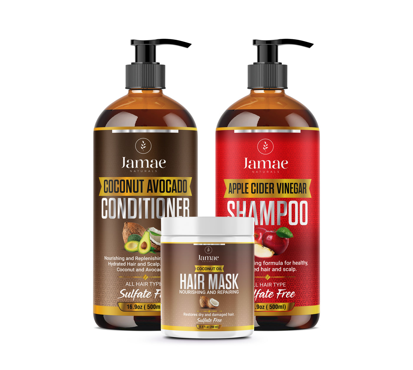 ACV Shampoo,Coconut Oil Conditioner and Coconut Oil Hair Mask